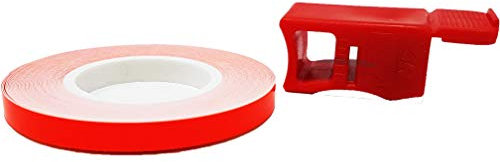 Wheel Stripes Strisce Fluorescenti per Cerchi Moto con Applicatore, Rosso, 5 mm x 6 mt
