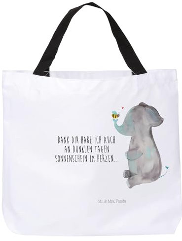 Mr. & Mrs. Panda Shopper Elefant Biene - Geschenk, Strandtasche, Alltagstasche, Liebe, Einkaufstasche, Einkaufsbeutel, Liebesbeweis, Heiratsantrag,