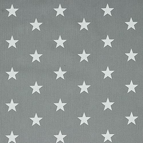 babrause® Baumwollstoff Sterne Grau Webware Meterware Popeline OEKOTEX 150cm breit - Ab 0,5 Meter