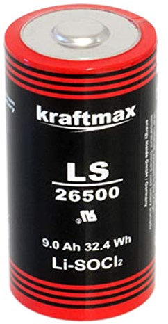 Kraftmax Batterie au lithium 3,6 V LiSOCl2 LS26500 C LS 26500 Baby Bobbin Cellule primaire à haute densité énergétique