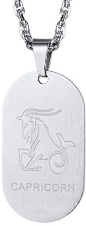 Richsteel Capricornio Chapa Militar con Cadena de Acero Inoxidable