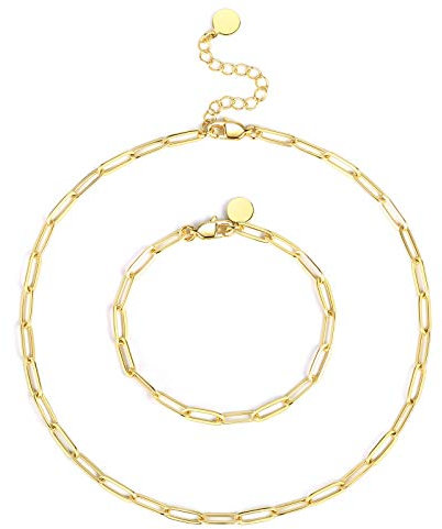 ALEXCRAFT Gliederkette Edelstahl Lange Hammer Flachkette Ankerkette Gold Halskette mit Verstellbarem Hakenverschluss für DIY Schmuckherstellung