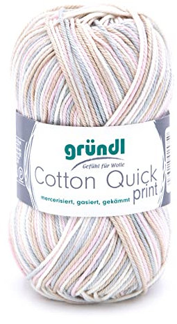 Gründl Cotton Quick print Garn, Sand-Rose-Multicolor, Ca. 125 m, Ca. 125 m.