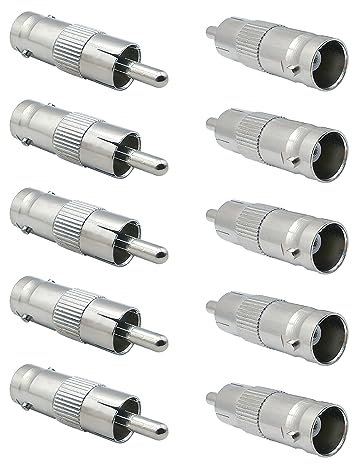 iYueMps Adaptador BNC a RCA BNC hembra a RCA/TV Phono macho conector adaptador - CCTV a vídeo compuesto (10pcs)