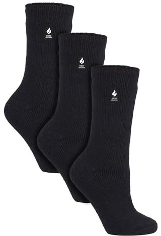 HEAT HOLDERS - 3 Pack Multipack Ladies Insulated Thermal Socks for Winter (4-8, Black)