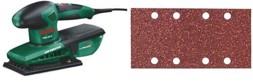 Bosch Schwingschleifer PSS 200 A (200 Watt, im Koffer) + 10x Schleifblatt (verschiedene Materialien, Körnung 40)