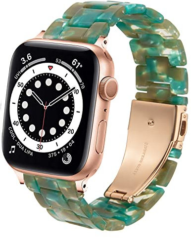 DEALELE Strap Compatible with Apple Watch 49mm / 46mm / 45mm / 44mm / 42mm, Colorful Resin Replacement Bands for iWatch 10 9 8 7 SE 6 5 4 3 Ultra Women Men, Emerald green