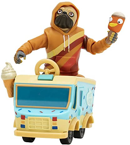 Fortnite Doggo (EMOTE Series) - Figura articulada de 4 Pulgadas con vehículo Lil' Treat Emote y Accesorio Snow Pop