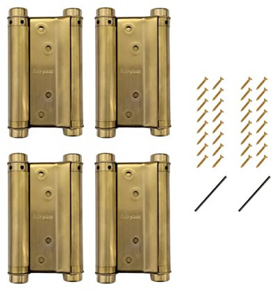 Doppel-Federscharnier aus Edelstahl, selbstschließend, mit Schrauben, 2 Paar, 10,2 cm, 4 Stück