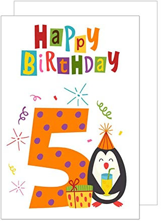 Edition Seidel exklusive Premium Glückwunschkarte zum 5. Geburtstag mit Umschlag. Geburtstagskarte Kinder Kind Junge Mädchen eine einzeln Karte (G2945 SW022)