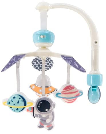 LADIDA Baby Mobile, Plays Music and Spins, Flight and Space Theme, Easily Portable and Transportable (Blue)