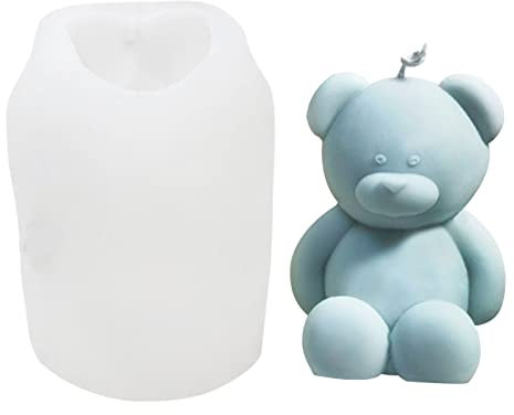 Moule à Bougie Ours Silicone, DIY Bougies Moule Ours en Résine, Moules de Moulage pour Fabrication de Savon Bougies, Mignon Ours Assis 3D Moulle de Bougie Bricolage pour Maison Artisanat Décor (L)