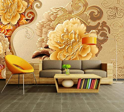 Fototapete 3D Tapete Pfingstrose Blumenmuster Foto Tapeten Wand Tapeten Vliestapete Modern Wandbilder Wohnzimmer