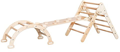 Climbing Frame - Set of 3 Montessori Triangle Ramp Arch Climber Ladder Slide - Toddler Climbing Frames - Learning Toy for System