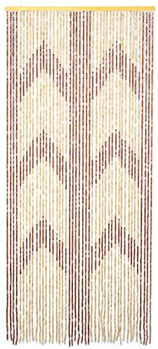 FlavorThings Natural Bamboo Wood Beaded Curtain for Doorway Room Divider 45 Strands 36 x 79，Bamboo and Wooden Doorway Beads-Boho Bohemian Curtain，Chevron (Beige/Coffee)