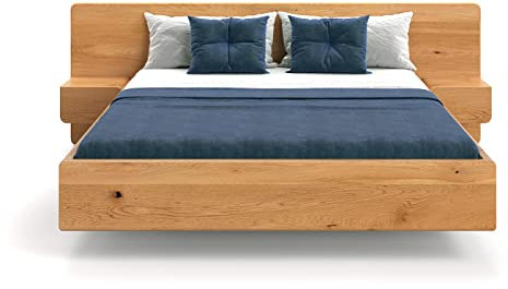 Danzz Wide-Bett aus massiver Eiche 180x220 cm Long, modern, mit Nachttischen