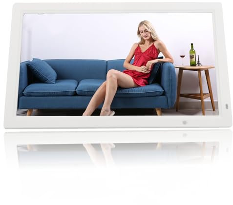 24 Zoll 1080P Digitaler Bilderrahmen, Elektronisches Fotoalbum mit Körpererkennung und Bildvorschau, Diashow, Unterstützung von HD, AV, USB-Schnittstelle, Fotoalbum für