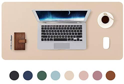 DOBAOJIA Sottomano da Ufficio, Tappetino da Tavolo, Tappetino Tastiera e Mouse, Tappetino PC Scrivania, per Casa/Ufficio, Pelle PU Impermeabile + Scamosciata Antiscivolo 70 x 35cm (Beige)