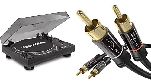 TechniSat TECHNIPLAYER LP 300 - Profi-USB-DJ-Plattenspieler, schwarz & KabelDirekt – 1,5 m – Cinch-Kabel, 2 Cinch auf 2 Cinch, Stereo-Audiokabel (Koax-Kabel, RCA-Stecker/Stecker,schwarz)