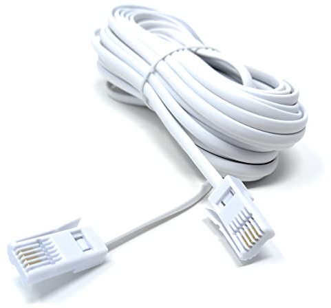 DRUT 10m BT to BT 4 Wire 431A Male to Male Plug Telephone Flat Cable Lead 33ft White