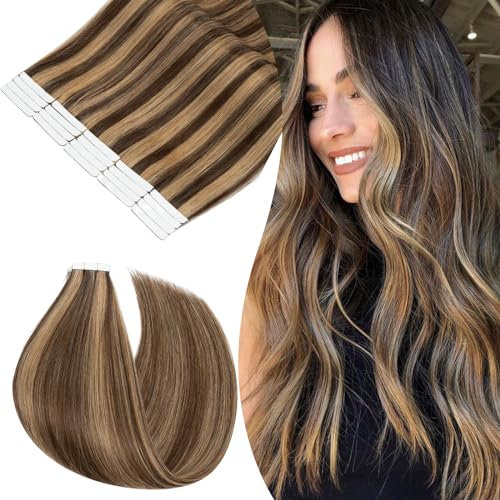 UK-Fashion-Shop Tape Extensions Echthaar 40g - Haarverlängerung 100% Echthaar Extensions Tape In glatt #18/613 Light Aschblond/Weißblond 30cm