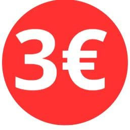 BALSAT Preisetiketten 1 €, 2 €, 3 € Angebot Euro 500 Stück runde Aufkleber Rot Aufkleber Abziehbilder Price Stickers Rabatt Angebot Auslieferung (3 €)