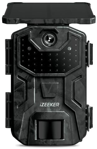 iZEEKER Solar Wildlife Camera 4K 30fps 48MP, Trail Camera with 36pcs IR LEDs Night Vision Motion Activated, High Capacity Built-in Lithium Battery, No WiFi, IP66 Waterproof for Wildlife Watching