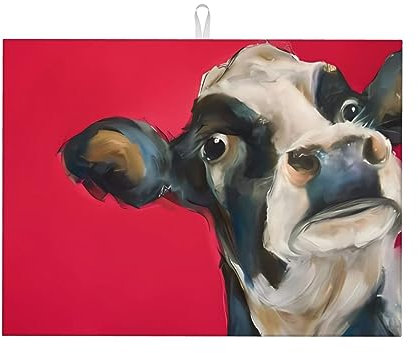 Abtropfmatte schwarz weiß Kuh bedruckt Mikrofaser Geschirrabtropfmatte Küche Geschirrmatte großes Abtropfpad für Theken Abtropfgitter 45,7 x 61 cm