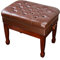 IBOWZ Leather Piano Bench Genuine Leather Piano Bench with Music Storage Brown Wooden Piano Stool,Adjustable Hydraulic Lifting,for Home Use