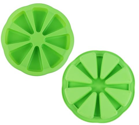 Yanuojie Silicone Baking Mould, 8 Cavity Silicone Triangle Mould Bakeware, Non-Stick Cake Portioning Mould, Pizza Cake Mould (Green)
