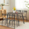 FURNITABLE Juego de Mesa de Comedor Rectangular de 5 Piezas, con 4 Sillas de Madera, para Cocina, Salón, para Ahorrar Espacio, Madera Oscura + Negro