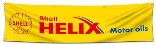 Bofanio Flagge kompatibel mit Muscheln Banner Motoröl Banner Flagge Dekor Motorrad Auto Racing 2 x 8 ft Banner für Garage Man Cave Schlafsaal Zimmer