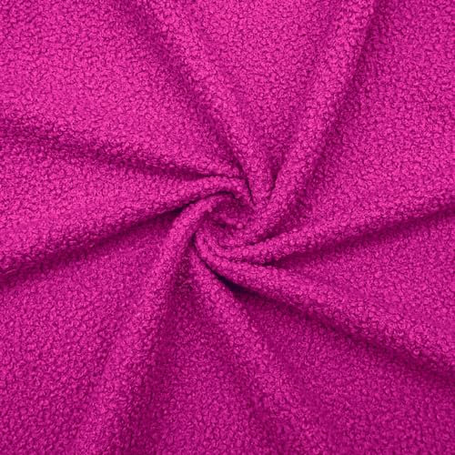 DESHOME Elisa - Tessuto al metro per divani resistente effetto bouclé Stoffa al metro lavabile per tappezzeria divani poltrone cuscini sedie arredo 1 metro Fucsia