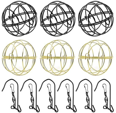 Tiardey 6 Pcs Fat Ball Holder, Metal Bird Feeder with S-Hooks, Hanging Bird Feeder for Hanging for Gardens, Patios, Balconies and Other Places