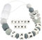 Kowlone Schnullerkette mit Namen Jungen mädchen Silikon Beißring Personalisiert Teddy Bär Schnuller Clips Halter(Grau)