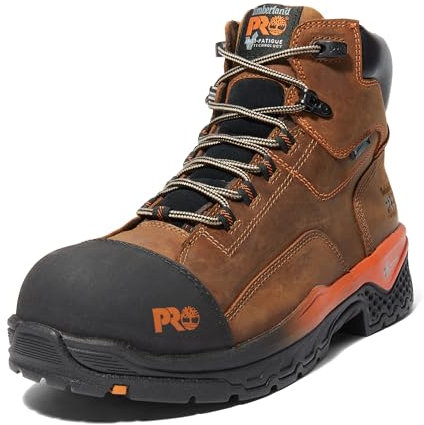 Timberland Pro Bosshog - Stivali da lavoro da uomo, 15,2 cm, composito, di sicurezza, resistenti alle forature, impermeabili, industriali, marrone/arancione, 47 EU