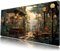 Nostalgic Peaceful Coffee Shop Desk Mat Retro Art Large Gaming Mouse Pad Anime Mousepad Extended XL Green Plants Aesthetic Desk Pad Laptop Keyboard Mouse Mat 31.5x11.8 Cute Desk Decor
