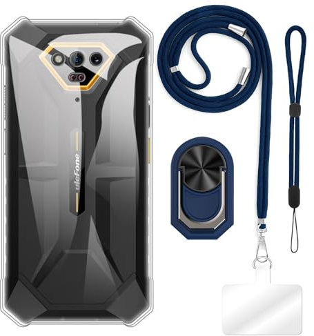 TPU Phone Case Combo with Wrist Strap, Lanyard, Ring Holder Compatible with Hammer Iron V, Shockproof Slim Cover, Hands-Free, Adjustable, Durable