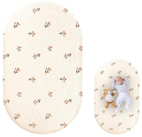 Baby-Musselin-Bettlaken – Baby-Stubenwagen-Bettlaken, Jungen-Mädchen-Bettlaken | Spannbettlaken aus Gaze für Kleinkinder, Neutral, Neutrales Musselin-Gaze-Matratzenlaken für Kinderbetten, Spannbettlak