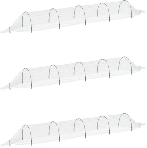vidaXL Tunnels en Filet 3 pcs 1,5x5 m Fibre de Verre et PP, Tunnel de Culture, Tunnel de Filet pour légumes, Tunnel de Culture de Filet
