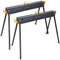 FORUP 2 Pack Heavy Duty Folding Portable Saw Horses Table, 1322 Lbs Load Capacity Metal Saw Horse with Fast Open Legs and Easy Grip Handle for Woodworking, Dark Grey & Yellow