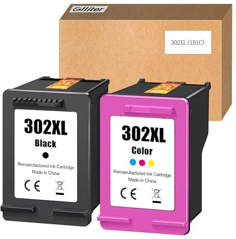 Glliter 302XL für HP 302 Druckerpatronen für HP 302 XL Schwarz Farbe kompatibel mit HP Envy 4525 Druckerpatronen für HP Envy 5030 4520 4522 für HP OfficeJet 3831 3830 3630 3636 für HP DeskJet 1110