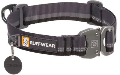 RUFFWEAR Top Rope Hundehalsband für kleine Hunde, bequemes und Starkes Gurtband zum Gassigehen mit dem Hund, Größe S (28–30 cm), Basaltgrau