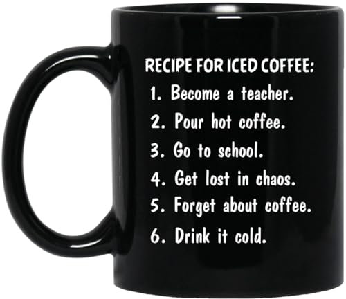 kisoyo Lustige Keramik-Kaffeetasse mit Rezept für Eiskaffee Become a Teacher, 325 ml
