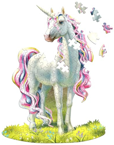 Madd Capp Fun Creatures Animal Shaped 100 Piece Jigsaw Puzzle - I Am T-Rex, Raptor or Unicorn For Ages 6+ (Unicorn)