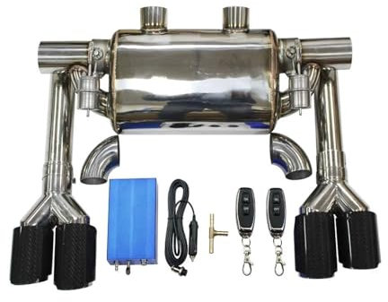 Auspuff Endrohr Auto Auspuffrohr Universal T Form Zwei In Zwei Out 63MM Vakuumpumpe Variable Ventil Schalldämpfer Fernbedienung Edelstahl Auspuffblende(2 Kit 51MM)