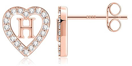 TINGN Ohrstecker Ohrringe Rosegold - Buchstaben Ohrringes Mädchen Ohrstecker Damen Geschenk für Kinder Damenohrringe Herz Ohrringe Rosegold Ohrringes Buchstaben H Geschenk für Teenager Mädchen Schmuck
