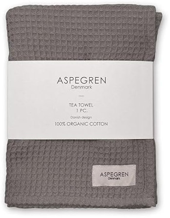 Aspegren Geschirrtuch aus 100 % Bio-Baumwolle, dänische Wabenstruktur, hergestellt in Indien, 49,5 x 69,8 cm, Dunkelgrau