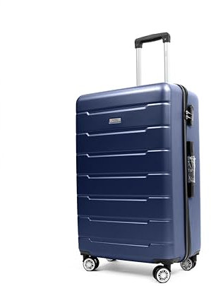 Easy Move ABS Hartschalenkoffer - Reisekoffer mit 360° Rädern, Zahlen-Schloss -, Hartschalenkoffer, Luggage, Trolley Koffer (Dark Blue, Large 65cm)