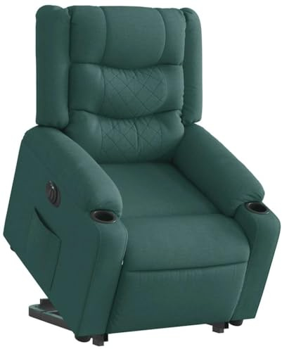 vidaXL Relaxsessel mit Aufstehhilfe Elektrisch Dunkelgrün Stoff, TV-Sessel mit Aufstehhilfe, Sessel, TV-Sessel, Relaxsessel, Sessel mit Relaxfunktion